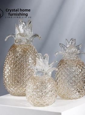 现代轻奢菠萝玻璃小饰品酒柜电视柜书房展厅饰品桌创意礼品