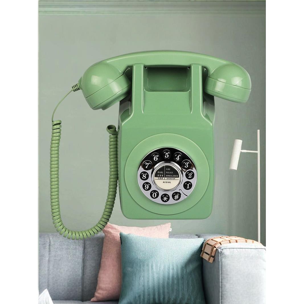 壁挂式彷古电话机欧式覆古家用挂墙座机酒店床头柜旋转拨号盘固话