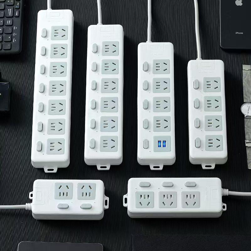 usb插座面板多孔独立开关插排多功能家用宿舍排插带线分控插线板