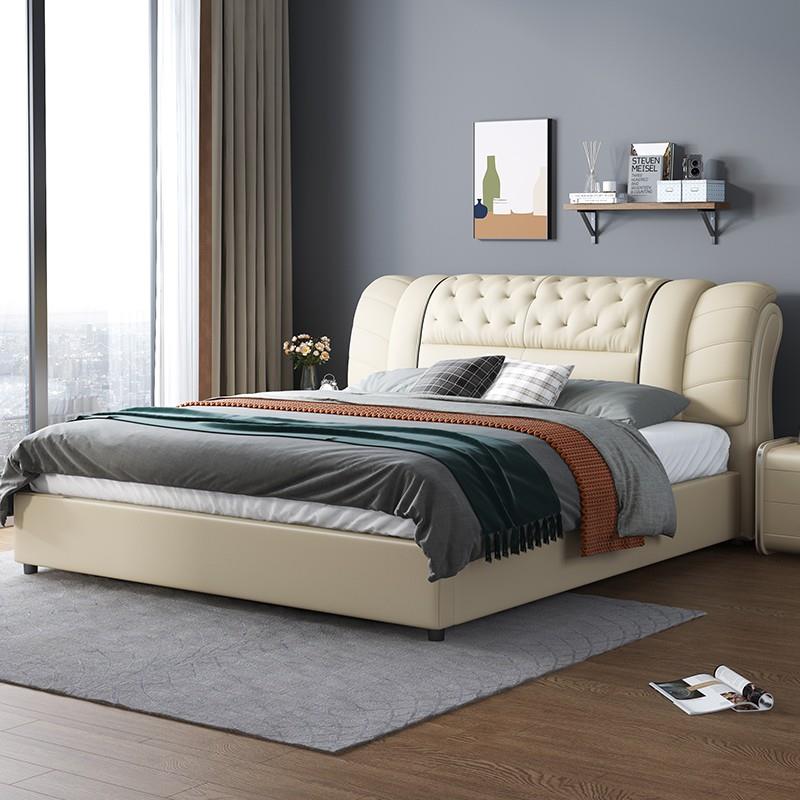 主卧大床1.8米2米现代简约双人皮床高箱储物儿童床科技布艺1.5m床