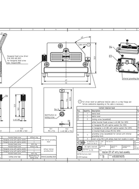 HARTING浩亭 61030012015 D-Sub 3 40°边出线 底座外壳 带内接地