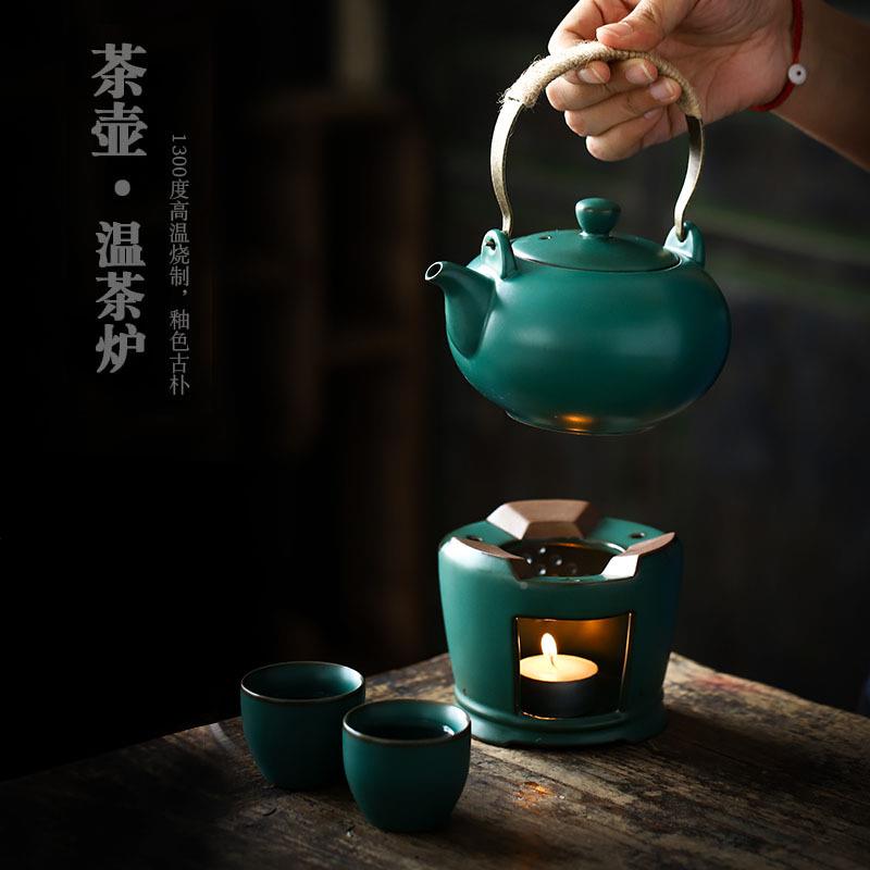 尚岩温中lp201907式复古茶壶茶炉茶具套蜡烛入煮茶壶装温茶炉整套