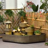 中式 装 饰庭院外室流内阳台造景鱼池循FCQ环水假户山水景观摆件水