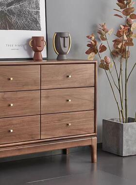 北美黑胡桃木九斗柜实木抽现屉物柜UTY代简约卧室储门厅玄关收纳