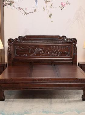 全木床榫卯构1.8米主卧112445EkN.5结m双人实床菠萝格木床中式仿
