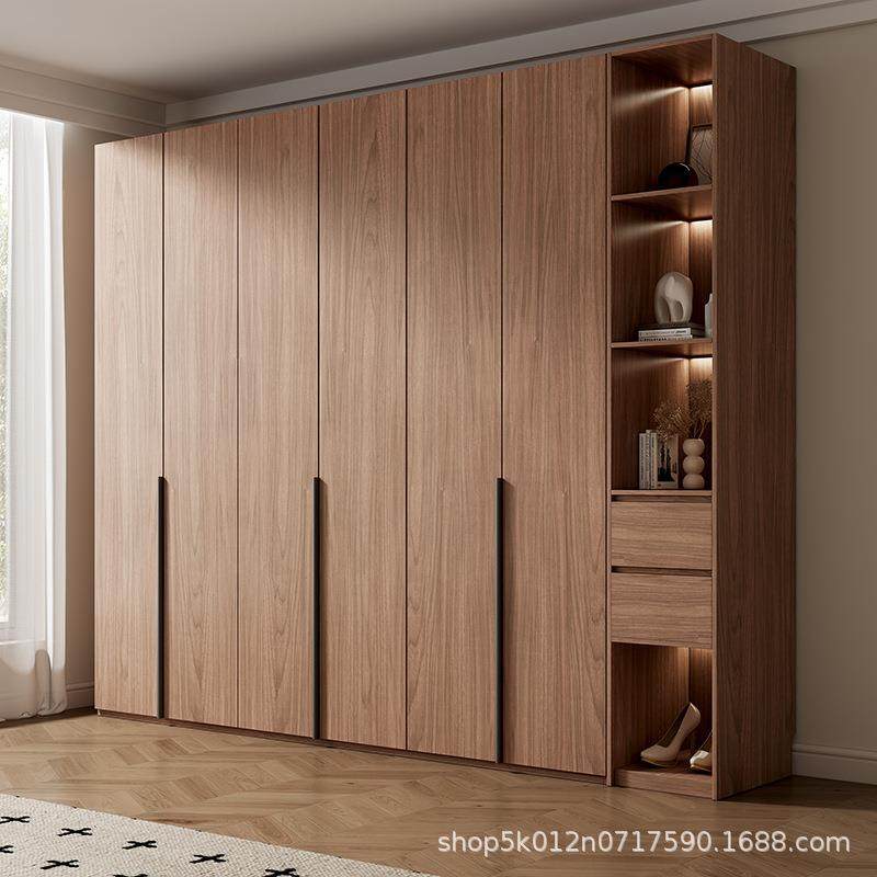 胡桃木色衣柜门到顶用卧室现代简约实木颗粒储物一收纳组家合NMW