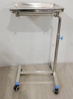 加厚可移动升降托盘架 不锈钢单杠双杆方盘托架器械盘推车托盘车