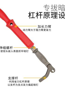 拔钉钉子拔钉钉钳木工起钉器木拆钉子PCF木托盘取铁板无头拔暗钉
