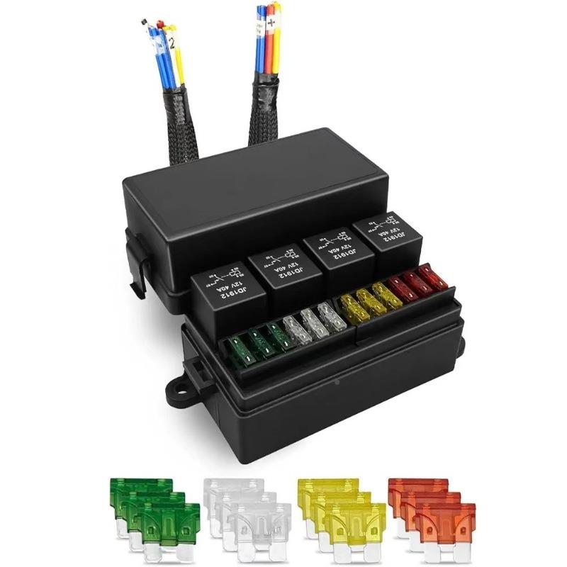 12路保险盒车房改装保险4盒个XTE继电器汽保险丝继电器盒车继电器