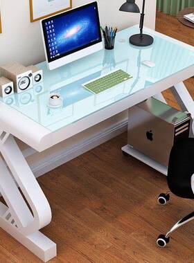 简约现代书桌写钢化玻BMJ办璃电桌台式家用公桌简易学习书桌脑字