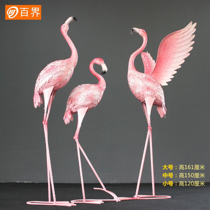 百铁艺火烈界BJ1720鸟摆件花园布庭院装饰动物森系婚礼摆件美陈橱