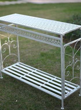 艺现代简约HVP长条双层方形花架铁户外花别园墅植花盆架物庭院置