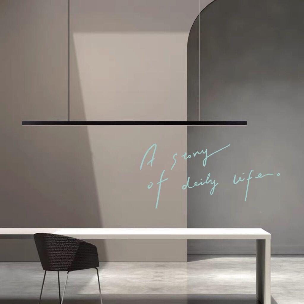 意式全铜长条餐厅灯现代简桌约几何台办公室岛台吧黑M-001色一字