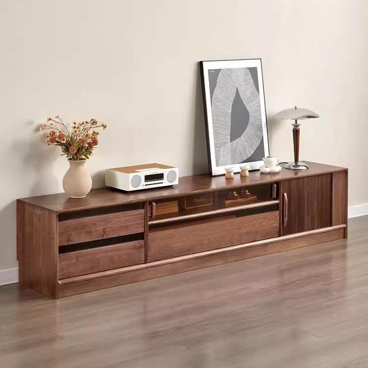 北美黑胡客古桃木电视柜厅小户型实木落地ERB组用合收纳柜家矮柜