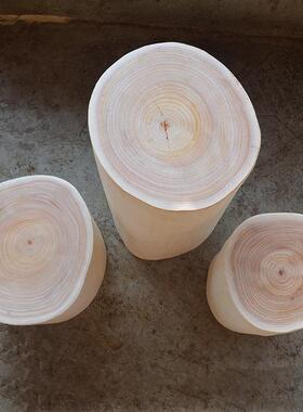 9W子新木桩凳实木矮F75T6M55凳子圆品形小茶几原木凳子木墩天然木