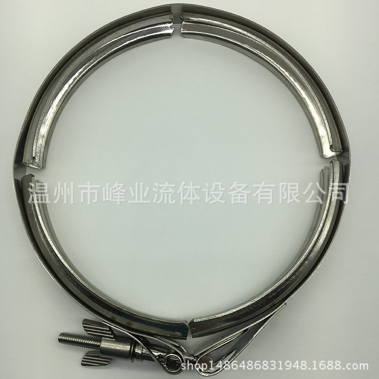 峰业直供304不锈钢双备卡箍过滤器抱箍V型沟槽法兰管卡桶箍