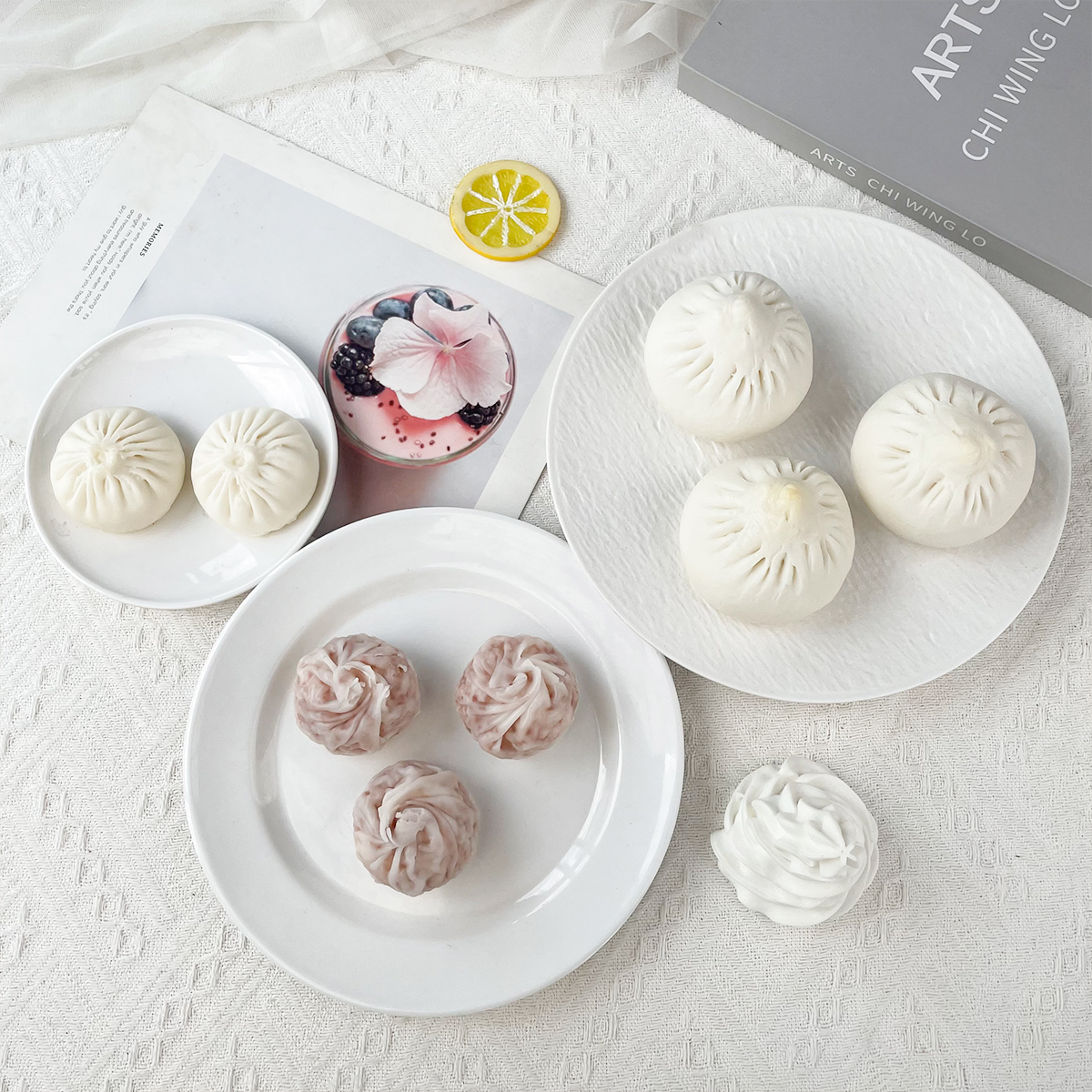 仿真包子模型纸皮烧麦煎饺