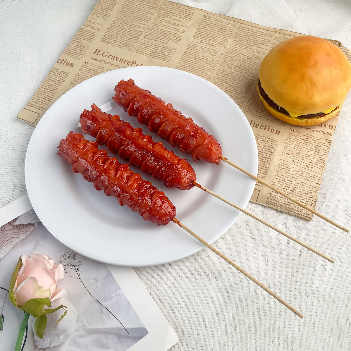 仿真香肠烤肠模型鸡块炸鸡腿图片