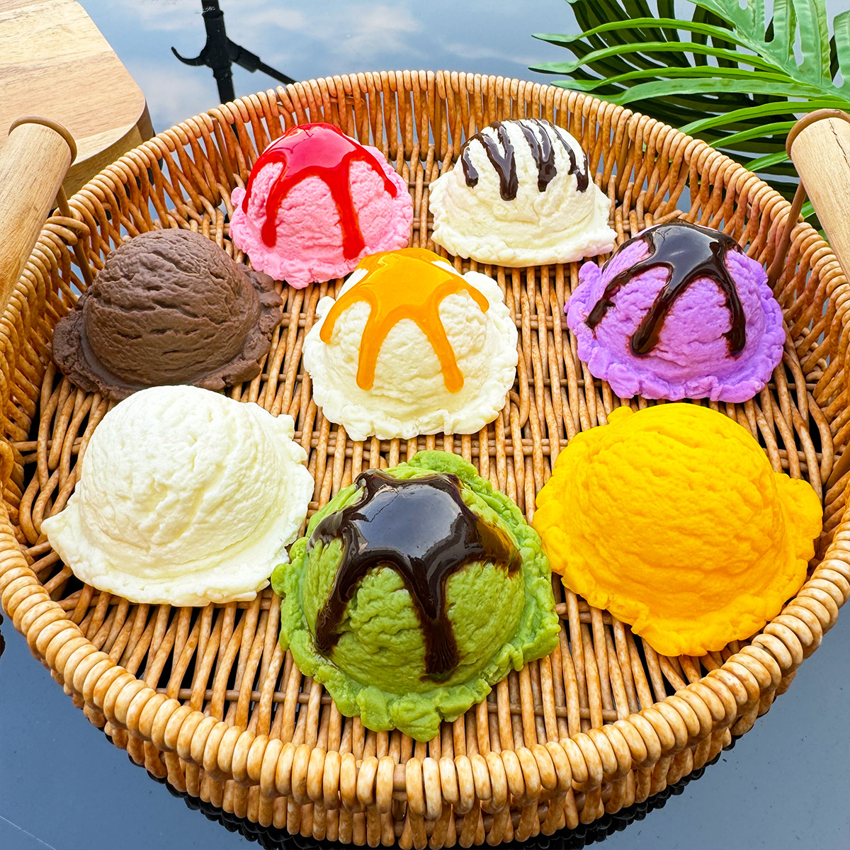 仿真冰淇淋小球雪球模型甜品店冰激凌雪糕球装饰摆件食品拍摄道具