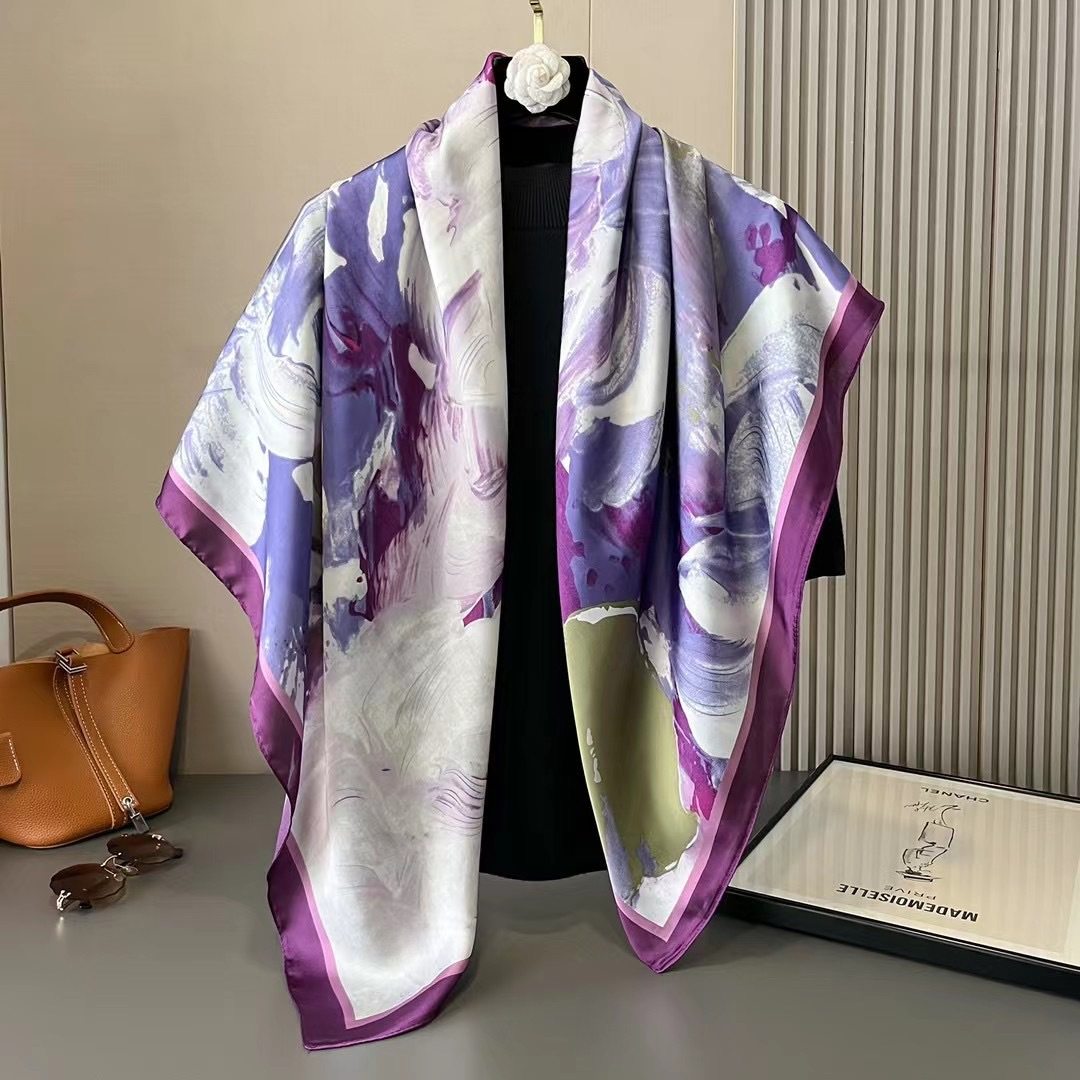 丝巾方巾小灰格子围巾女夏季新款