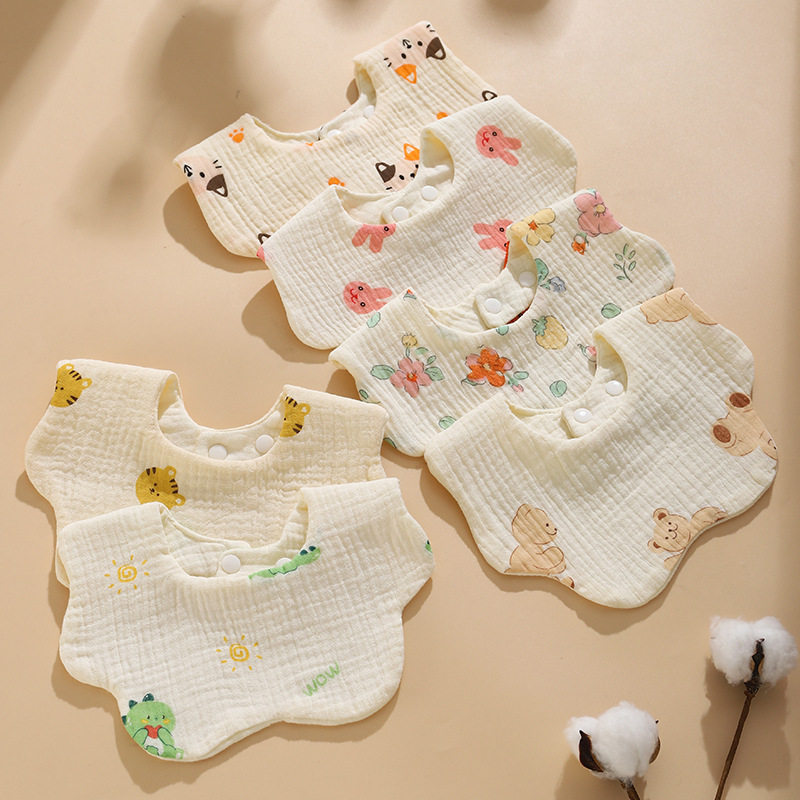 纱布纯棉口水巾婴儿春夏围嘴新生儿宝宝秋冬花瓣围兜防水防吐奶围
