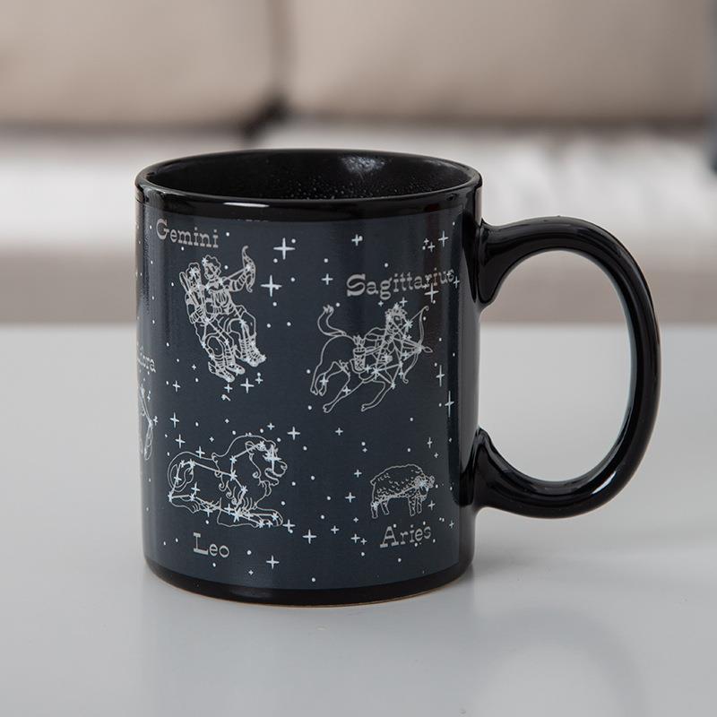 感温变色杯陶瓷杯马克杯创意礼品水杯十二星座魔术杯咖啡杯