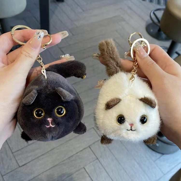 拉线会摇尾巴小猫毛绒钥匙扣玩具