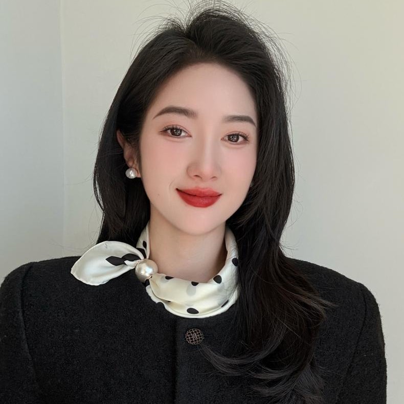 丝巾方巾新款磁吸扣纯色女珍珠