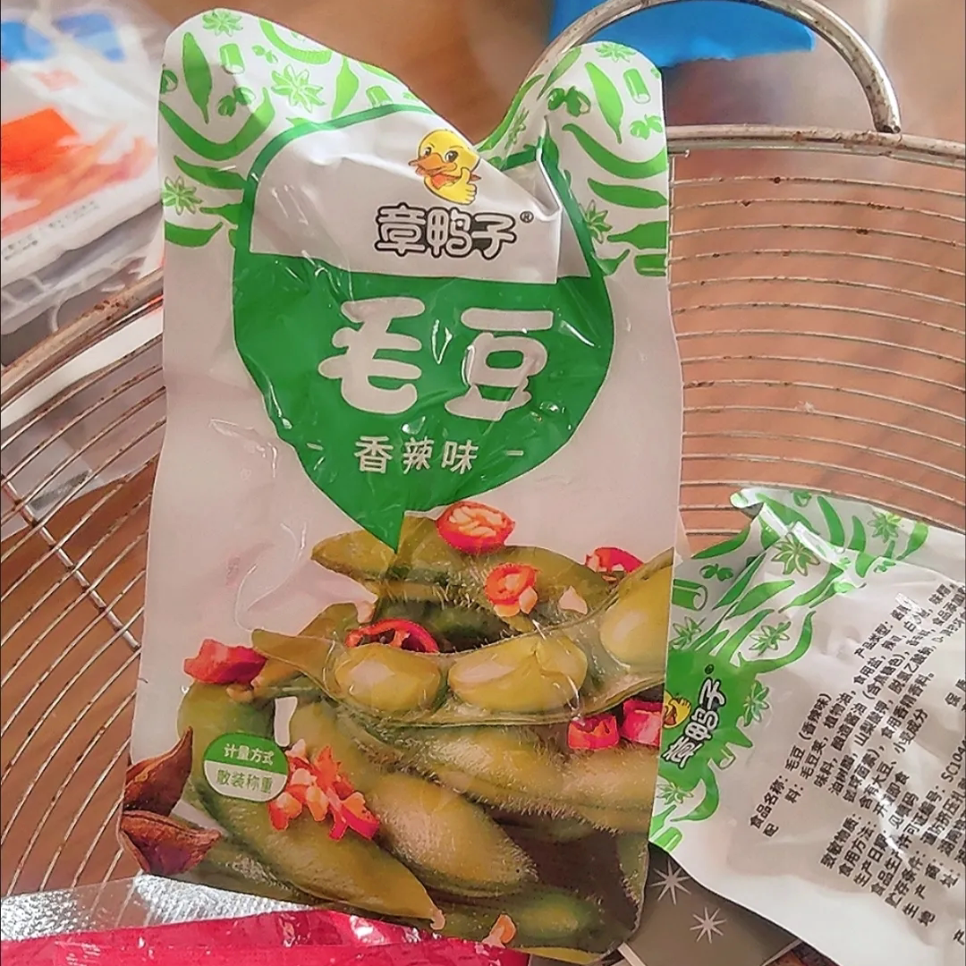【抢】章鸭子香辣毛豆卤味素食10袋湖南产麻辣夜宵小零食