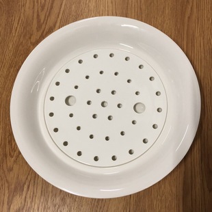 釉下彩沥水饺子盘家用白色盘子ins陶瓷圆形10寸餐具菜盘多孔蒸盘