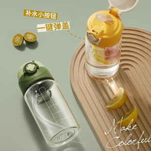 带吸管玻璃杯女生高颜值水杯摔不烂食品级孕妇产妇刻度杯子高硼硅