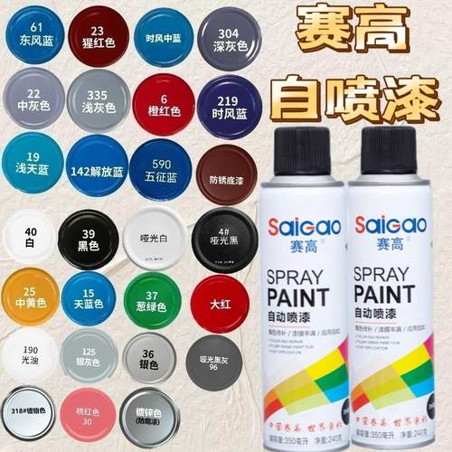 赛高自动手摇自喷漆金属防锈家具木器漆汽车涂鸦墙面家用黑白色