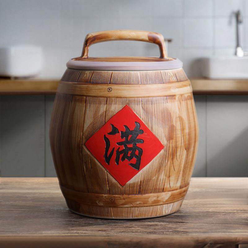 家用陶瓷米缸米箱带盖10斤20斤30斤50斤景德镇5kg密封防潮米桶