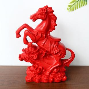 天然红朱砂马上发财百财马生肖马摆件家居办公室风水摆设马上有钱
