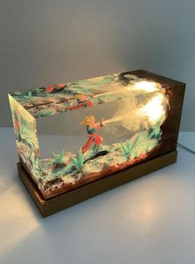 实木树脂摆饰七龙珠悟空动漫氛围感夜灯床头灯耶诞节日创意礼物