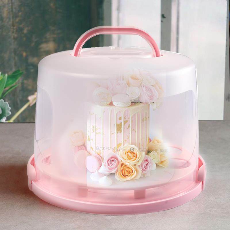 加厚8-10寸加高双层生日蛋糕盒子塑料环保PP便携式手提蛋糕包装盒