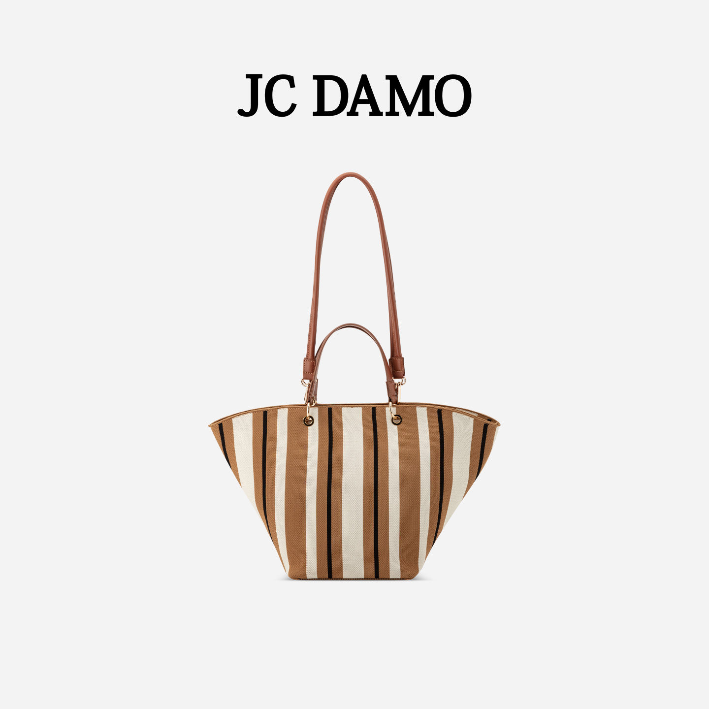 JC DAMO女包26夏季新款飞织条纹复古大容量编织多用托特包手提包