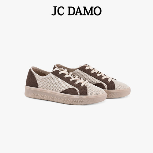 JC DAMO时尚德训鞋女2025新款百搭休闲运动鞋平底系带小白鞋板鞋