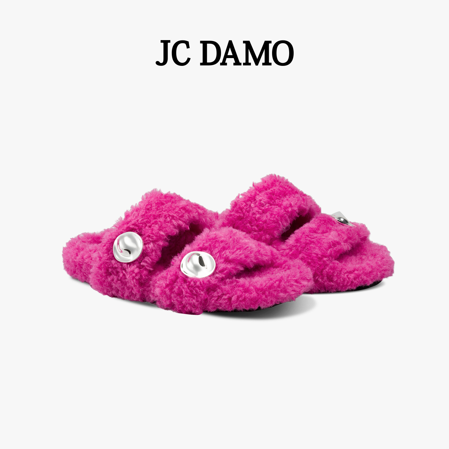 JC DAMO毛毛拖鞋女秋冬高级感可外穿家居毛毛拖鞋一脚蹬勃肯女鞋