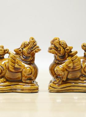 唐三彩陶瓷貔貅摆件一对家居客厅玄关室内室外摆设装饰品