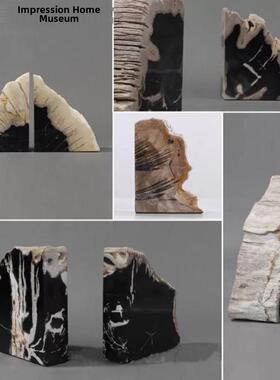 新中式木化石书档 售楼处酒店样板房书房书柜软装饰品书靠