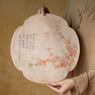 双面家用茶席桌旗中国风圆形海棠干泡垫茶几桌布防滑茶垫茶布 中式