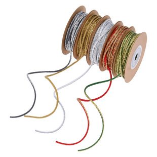 新款圣诞红撞色织带 diy材料礼物包装绳子金葱拼色线带绳10码