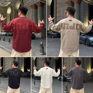 秋季新款男士时尚潮流休闲长袖T恤百搭字母设计款个性圆领卫衣T恤