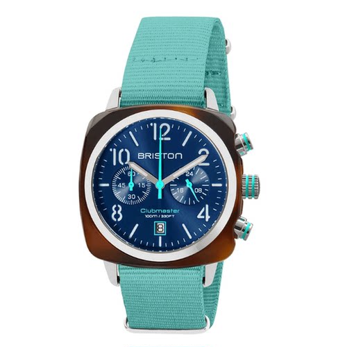 BRISTON 法国进口 Clubmaster Classic 天蓝表带玳瑁蓝盘经典手表