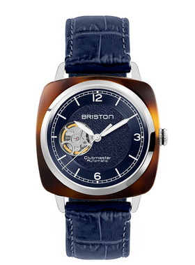 BRISTON CLUBMASTER LEGEND传奇系列玳瑁框镂空蓝盘蓝带HMS机械表