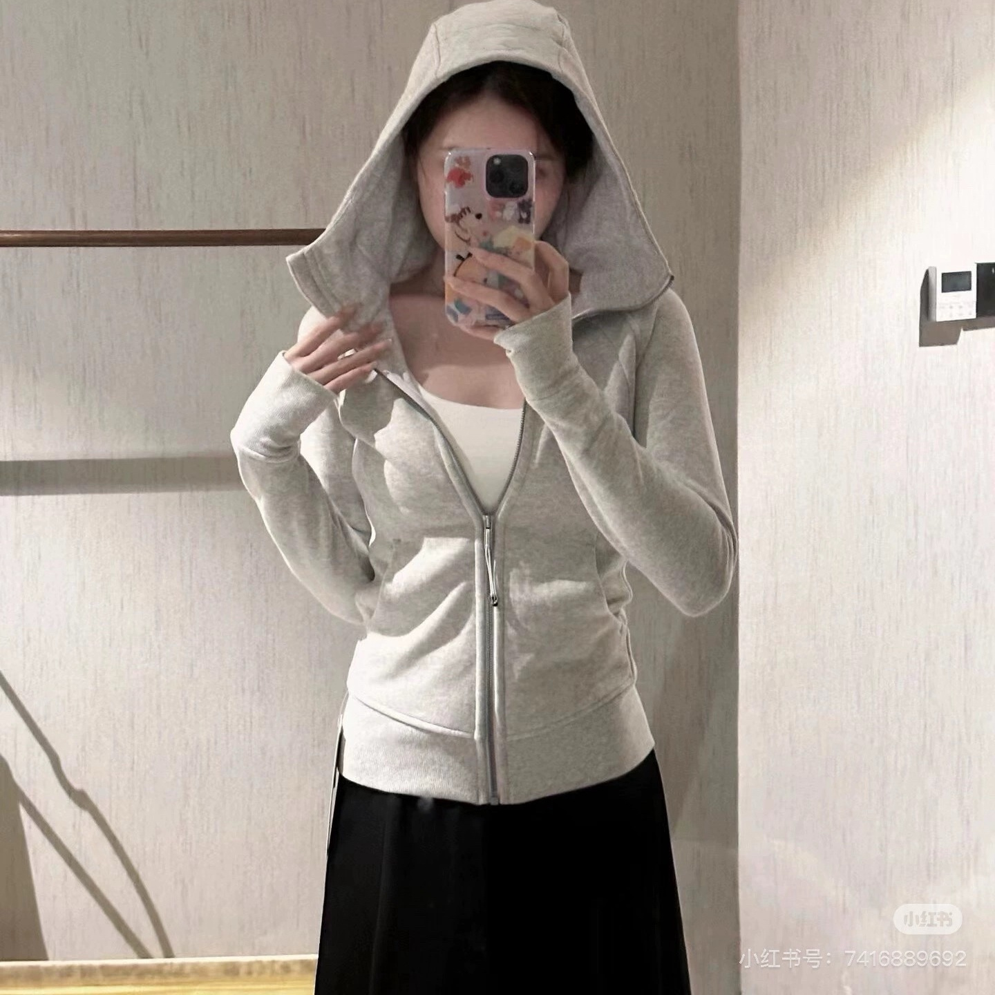 lu露原标卫衣女SCUBA修身连帽运动上衣加绒长袖拉链外套春秋冬款