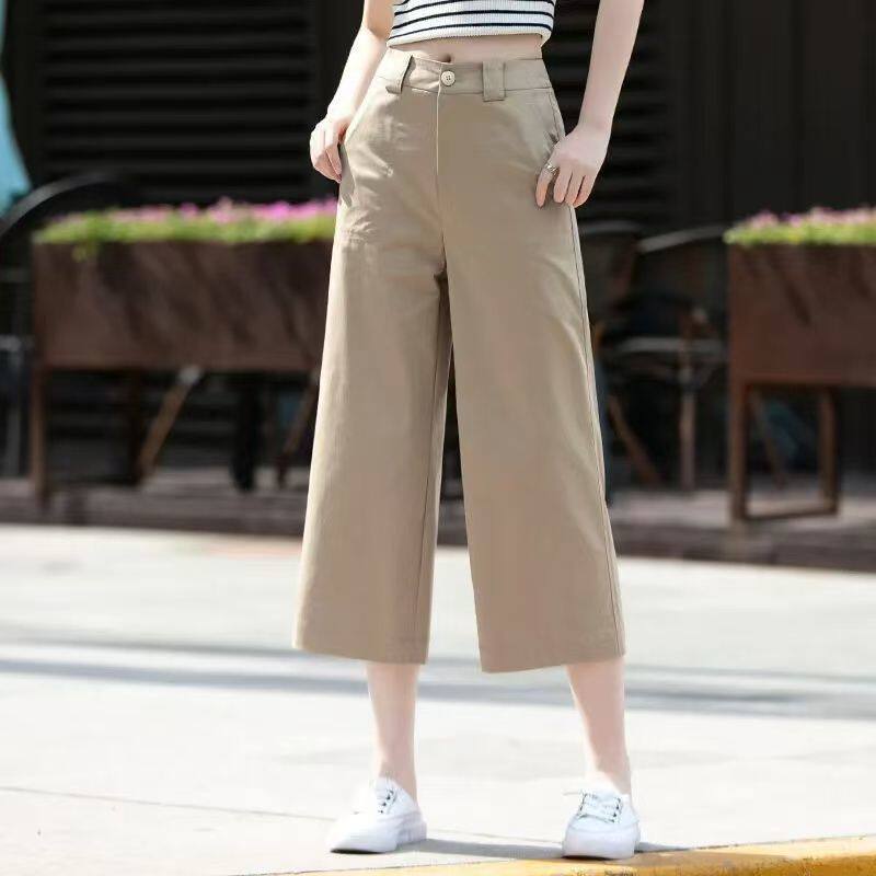 九分裤女夏季薄款2025新款冰凉透气阔腿休闲牛仔裤小个子八分裤