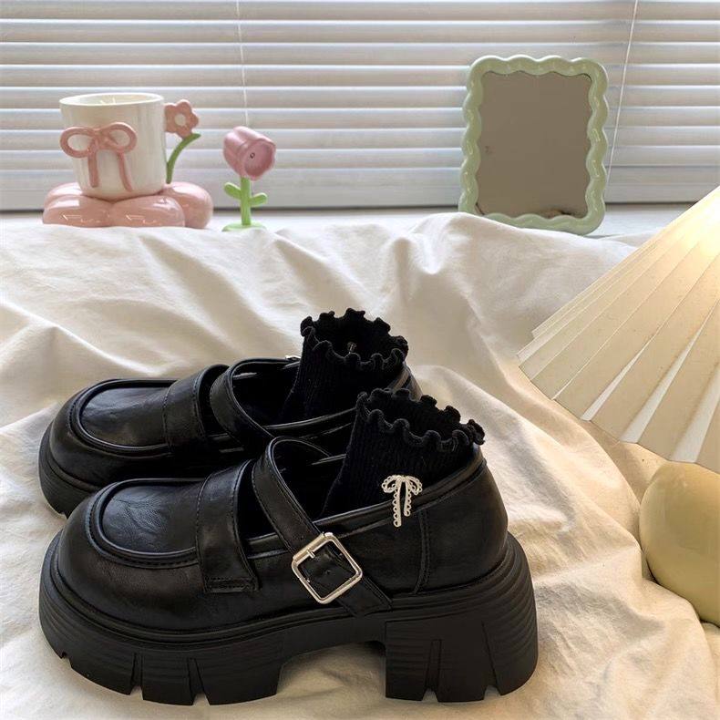 乐福鞋女2025新款春夏学院风厚底玛丽珍百搭单鞋黑色英伦风小皮鞋,模玩/动漫/周边/娃圈三坑/桌游,JK制服/DK制服/学生装cos,淘宝优惠券,粉丝福利购,淘宝优惠卷