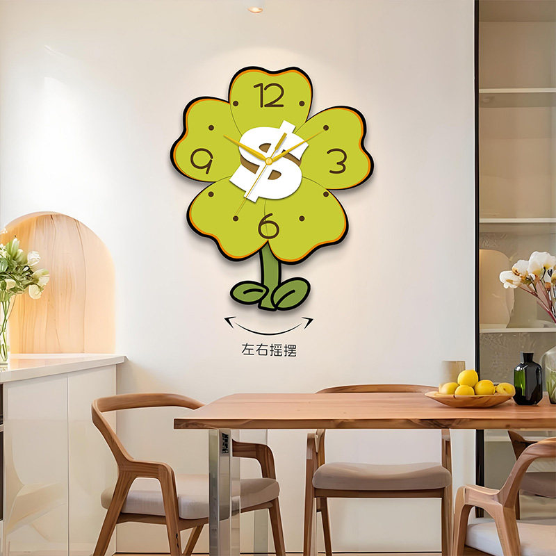 新款钟表静音摇摆艺术万年历挂钟